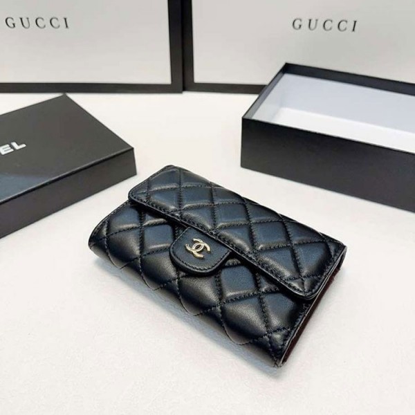 発売 CHANEL 二つ折り財布 マトラッセ風 スモールウォレットレデイースシャネル