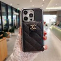 シャネルブランドiphone15ケースchanel ソフトレザー製 iphone15/14pro max/14plusケース カードポケット付きiPhone13/13pro maxカバー 女性愛用