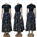 D&G tシャツロングスカートセット女性人気シフォンのロングスカート