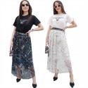 D&G tシャツロングスカートセット女性人気シフォンのロングスカート