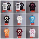 オフホワイト/OFF-WHITE Tシャツ半袖ペアお揃い お洒落個性コットン製ティシャツ短袖潮流