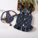 LV 2024年薄手ペット春夏レトロデニムストラップスカート潮流カップルスーツクマ猫犬スーツ