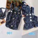 LV 2024年薄手ペット春夏レトロデニムストラップスカート潮流カップルスーツクマ猫犬スーツ