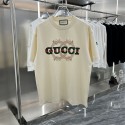 グッチ2024半袖カジュアルゆったり版GGプリント男女Tシャツトレンドカップルコットン半袖