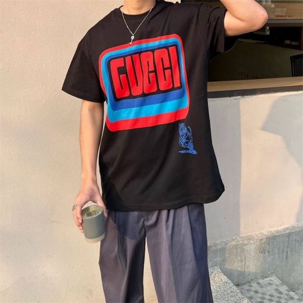 2024夏の新作キューブGGトレンディ半袖Tシャツ グッチカジュアルゆったりネットレッド男女同型ベスト