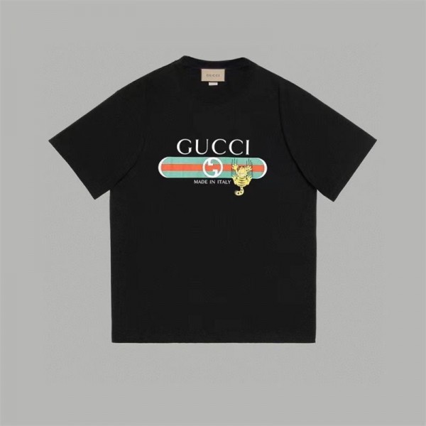 グッチサマーラッシュブランド新作コットンクラシック半袖Tシャツ男女プリントカップルゆったりカジュアルラウンドネックGGアルファベット