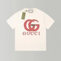 2024新型グッチ半袖トレンド新型赤緑文字ggプリント丸首コットンTシャツ男女ファッション