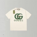 2024新型グッチ半袖トレンド新型赤緑文字ggプリント丸首コットンTシャツ男女ファッション