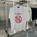 2024夏Balenciaga新型ダブルBアルファベット丸首半袖コットンプリントTシャツゆったり男女夏半袖