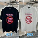 2024夏Balenciaga新型ダブルBアルファベット丸首半袖コットンプリントTシャツゆったり男女夏半袖