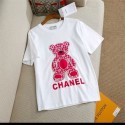 新型シャネル可愛い赤クマ半袖プリントコットンchanelゆったりトレンディTシャツ男女の半袖百合