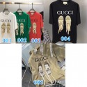 2024新型グッチ純綿半袖ネットレッド同バンド靴ビッグサイズTシャツ女性gucciゆったり男女カップル