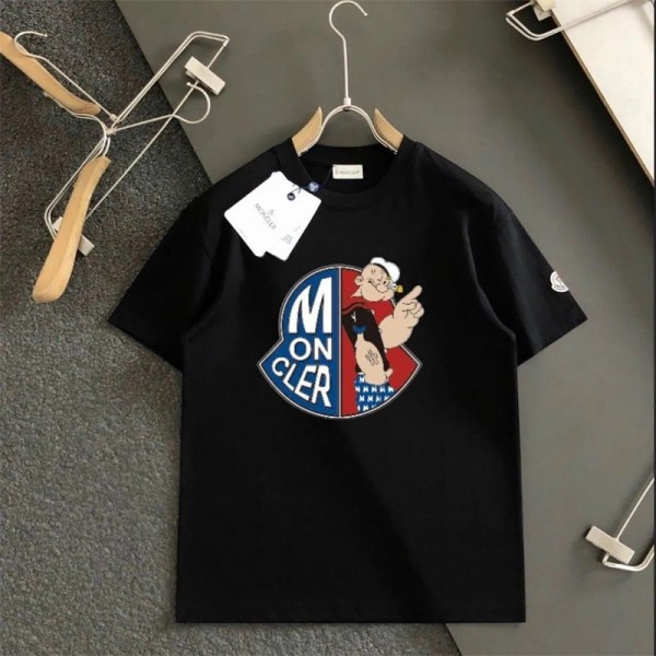 2024カップル新型モンクレール半袖コットン男女カジュアル Moncler夏の丸首プリントトレンドTシャツトップス