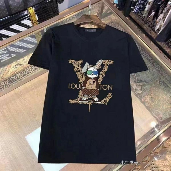 LV新型ウサギTシャツ半袖ファッション男女同型カジュアル高品質プリント韓国版