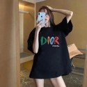 夏の新作DIOR高品質ファッションブランドカジュアルアルファベットプリントカップルゆったり男女Tシャツクルーネック半袖