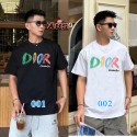 夏の新作DIOR高品質ファッションブランドカジュアルアルファベットプリントカップルゆったり男女Tシャツクルーネック半袖