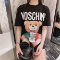 夏Moschino新型カラー小熊プリント綿半袖男女カップルゆったり半袖トップス