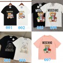 夏Moschino新型カラー小熊プリント綿半袖男女カップルゆったり半袖トップス