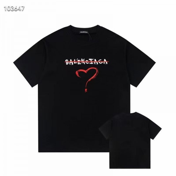 Balenciaga夏の新作アルファベットプリントゆったり半袖丸首コットンTシャツトップス男女ペアルック