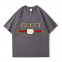 2024新型グッチ純綿半袖Tシャツ男女カップルカジュアルゆったりファッション クラシックプリント