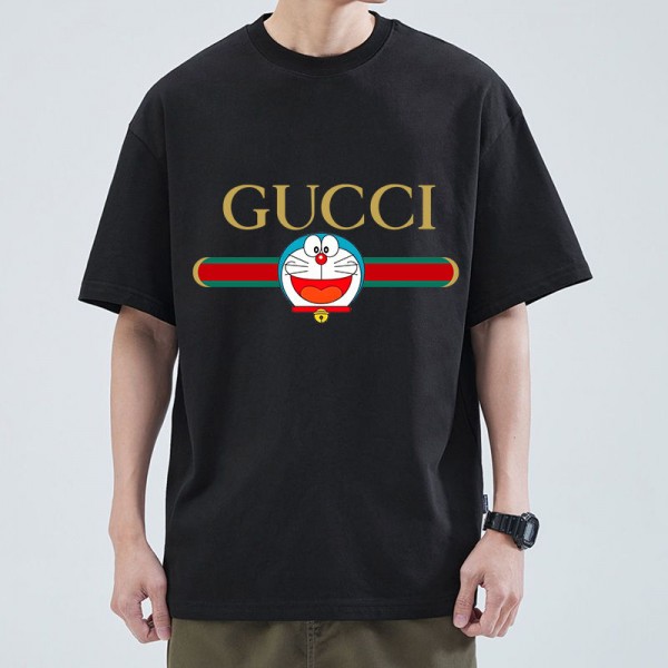 2024新型グッチ&ドラえもん 純綿半袖Tシャツ男女カップルカジュアルゆったりファッション 