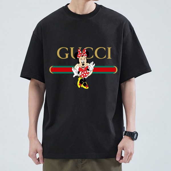 2024新型グッチ&ディズニー純綿半袖Tシャツ男女カップルカジュアルゆったりファッション ミニー