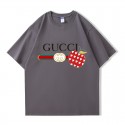 新型グッチ純綿半袖Tシャツ男女カップルカジュアルゆったりファッション アップルプリント