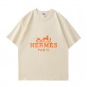 2024新型エルメス Hermes 純綿半袖Tシャツ男女カップルカジュアルゆったりファッション