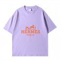 2024新型エルメス Hermes 純綿半袖Tシャツ男女カップルカジュアルゆったりファッション