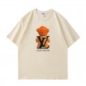 2024新型ルイ ヴィトン 純綿半袖Tシャツ男女カップルカジュアルゆったりファッション LV小熊プリント