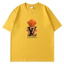 2024新型ルイ ヴィトン 純綿半袖Tシャツ男女カップルカジュアルゆったりファッション LV小熊プリント