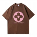 ルイ ヴィトン/LV 純綿半袖Tシャツ男女カップルカジュアルゆったりファッション ラウンドフラワープリント