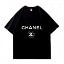 シャネル/Chanel 純綿半袖Tシャツ男女カップルカジュアルゆったりファッション 定番ロゴプリント