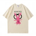 2024新型ルイ ヴィトン/LV 純綿半袖Tシャツ男女カップルカジュアルゆったりファッション ピンクウサギプリント