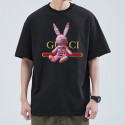 2024新型グッチ純綿半袖Tシャツ男女カップルカジュアルゆったりファッション うGucciさぎプリント