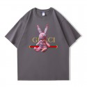 2024新型グッチ純綿半袖Tシャツ男女カップルカジュアルゆったりファッション うGucciさぎプリント