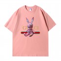 2024新型グッチ純綿半袖Tシャツ男女カップルカジュアルゆったりファッション うGucciさぎプリント