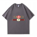 2024新型グッチ 純綿半袖Tシャツ男女カップルカジュアルゆったりファッション 花模様