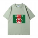 2024新型グッチ純綿半袖Tシャツ男女カップルカジュアルゆったりファッション GUCCI定番ロゴプリント