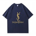 2024新型イブサンローラン/YSL 純綿半袖Tシャツ男女カップルカジュアルゆったりファッション