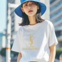 2024新型イブサンローラン/YSL 純綿半袖Tシャツ男女カップルカジュアルゆったりファッション