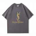 2024新型イブサンローラン/YSL 純綿半袖Tシャツ男女カップルカジュアルゆったりファッション