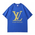 ルイ ヴィトン/LV 純綿半袖Tシャツ男女カップルカジュアルゆったりファッション ゴールドロゴ柄