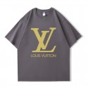 ルイ ヴィトン/LV 純綿半袖Tシャツ男女カップルカジュアルゆったりファッション ゴールドロゴ柄