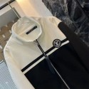 ルイ ヴィトン クラシックなカラーブロック スタンディングカラー ファスナー ジャケット、ファッションな白黒 パッチワーク アイテム