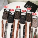 LV と Gucci 風のストラップ付き iPhone スマホケース、多様なデザインのファッション保護ケース