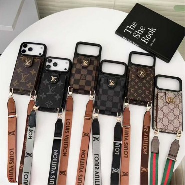 LV と Gucci 風のストラップ付き iPhone スマホケース、多様なデザインのファッション保護ケース