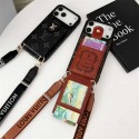 LV と Gucci 風のストラップ付き iPhone スマホケース、多様なデザインのファッション保護ケース