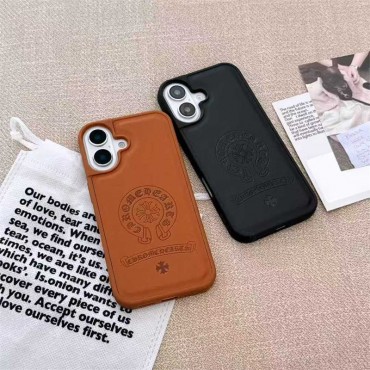 Chrome Hearts 風 iPhone17/16/15 スマホケース、茶色と黒の 2 色でのファッションモデル