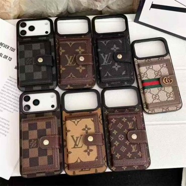 LV と Gucci 風のカードケース付き iPhone17/16/15/14 スマホケース、多様なデザインのファッション保護ケース